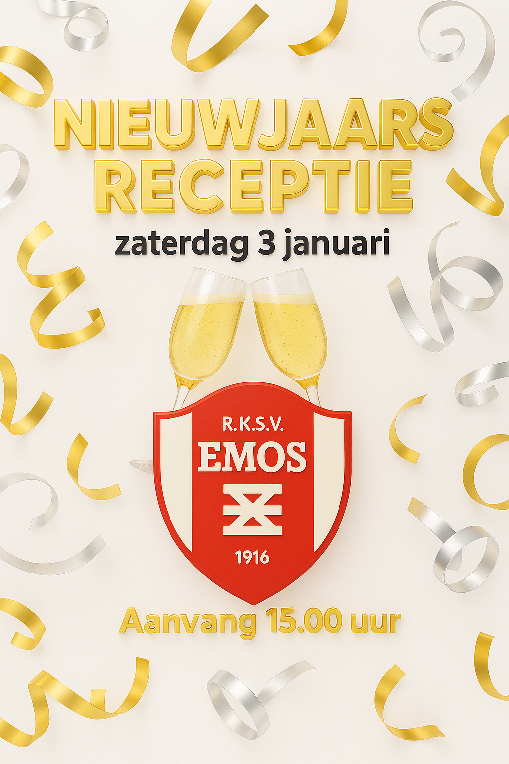 Nieuwjaarsreceptie Zaterdag 3 januari 15:00 uur